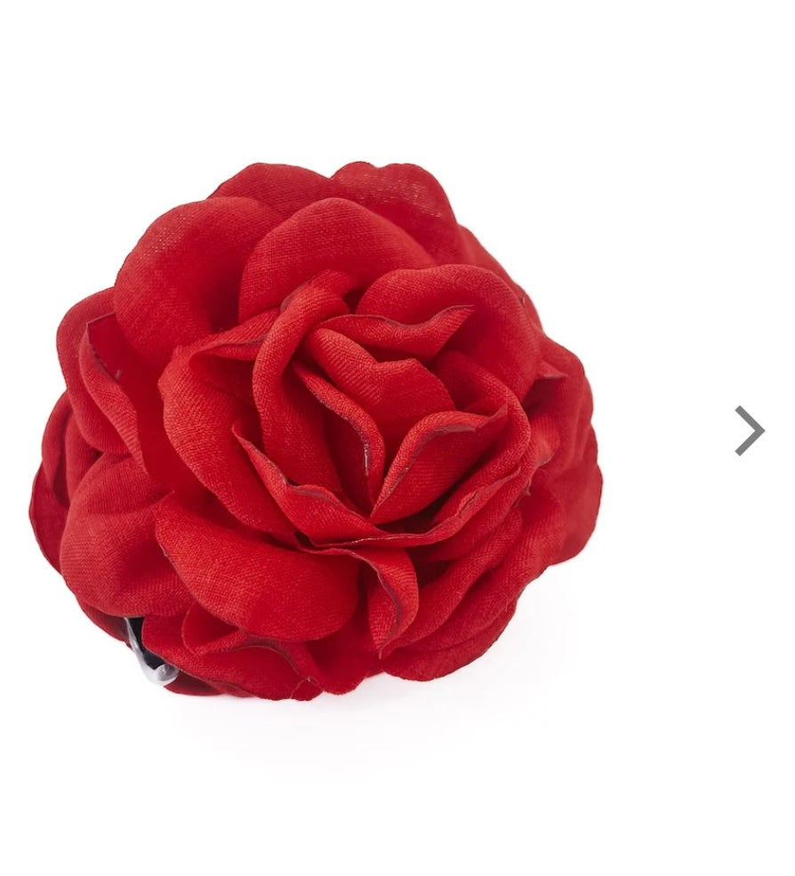 Hair Rose Clip Red