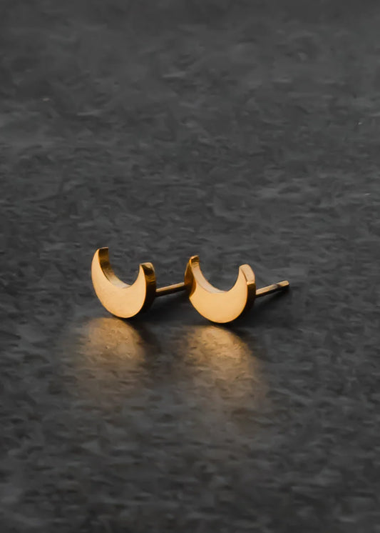 Earrings Gold Moon Studs