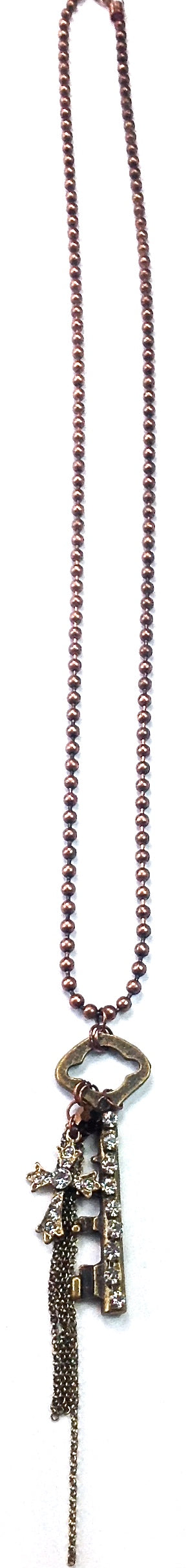 Copper Bead Chain with Key Cluster Pendant