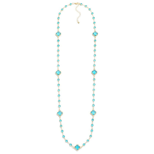 Necklace Blue Clover Crystal