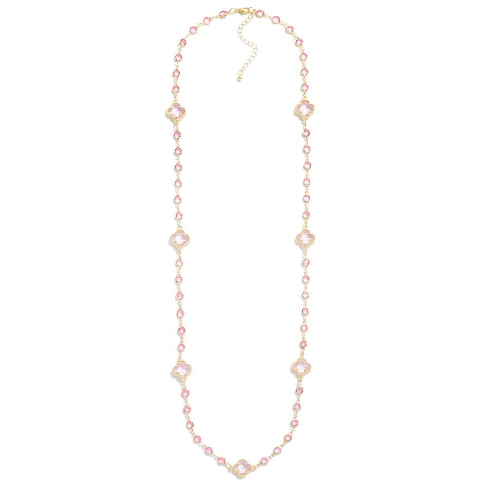 Necklace Pink Clover Crystal