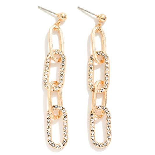 Earrings Paper clip Gold Pave