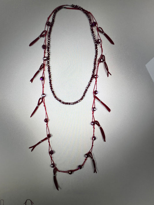 Necklace Boho Red