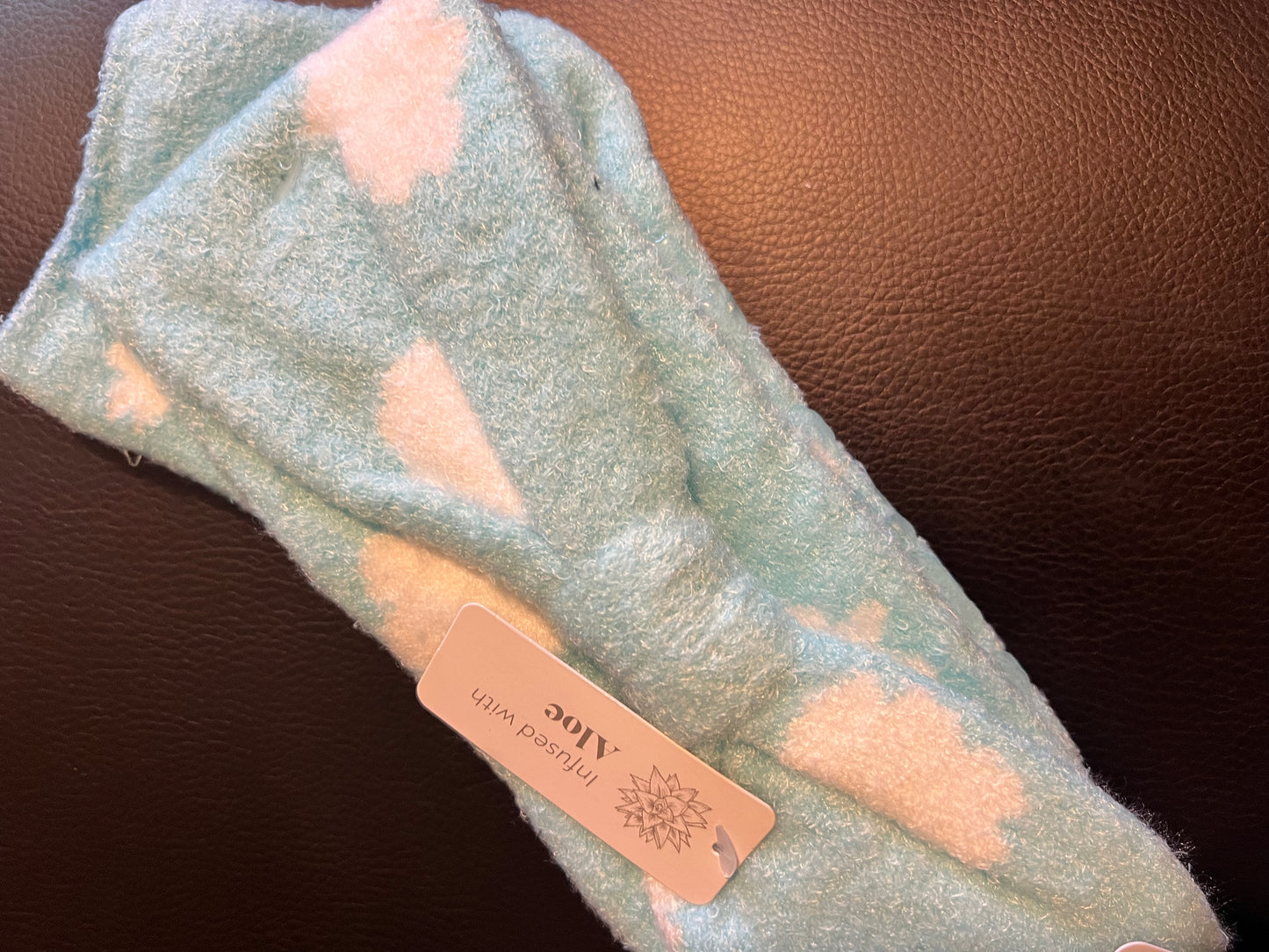 Spa Headband and socks set blue clouds