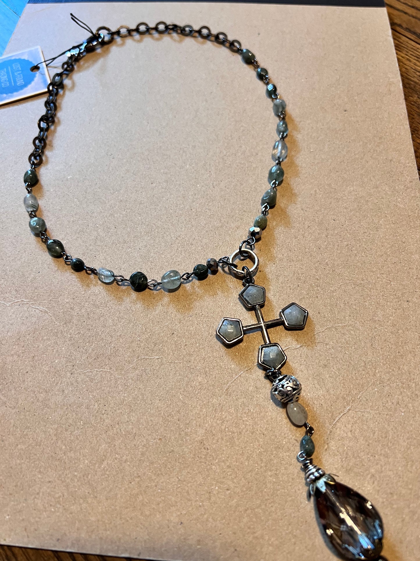 Lariat with Bead and Cross Detail