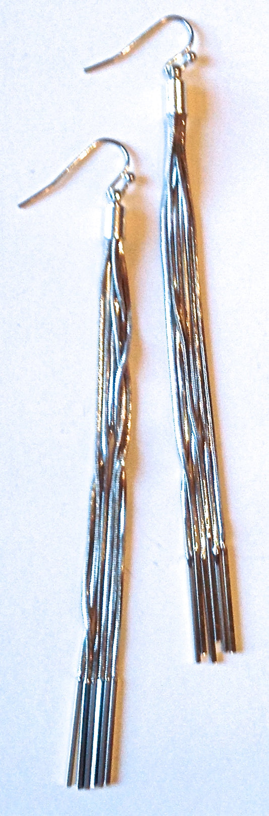 Silver Liquid Chain Tassle Earrings