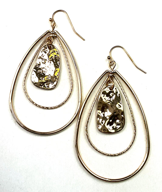 Earrings Gold Hammered Drops