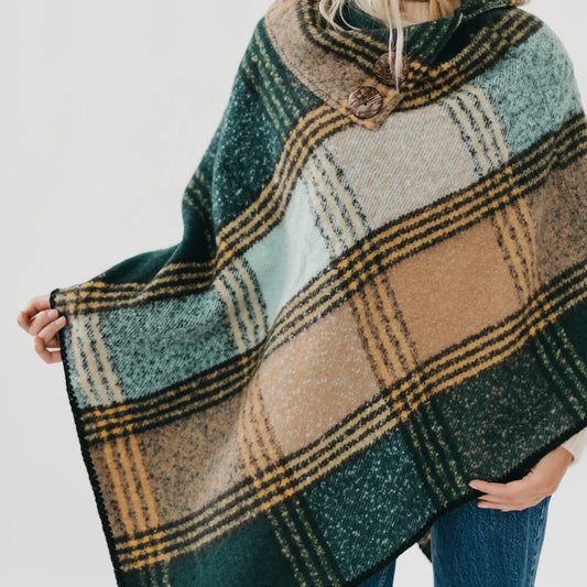 Plaid Poncho Scarf