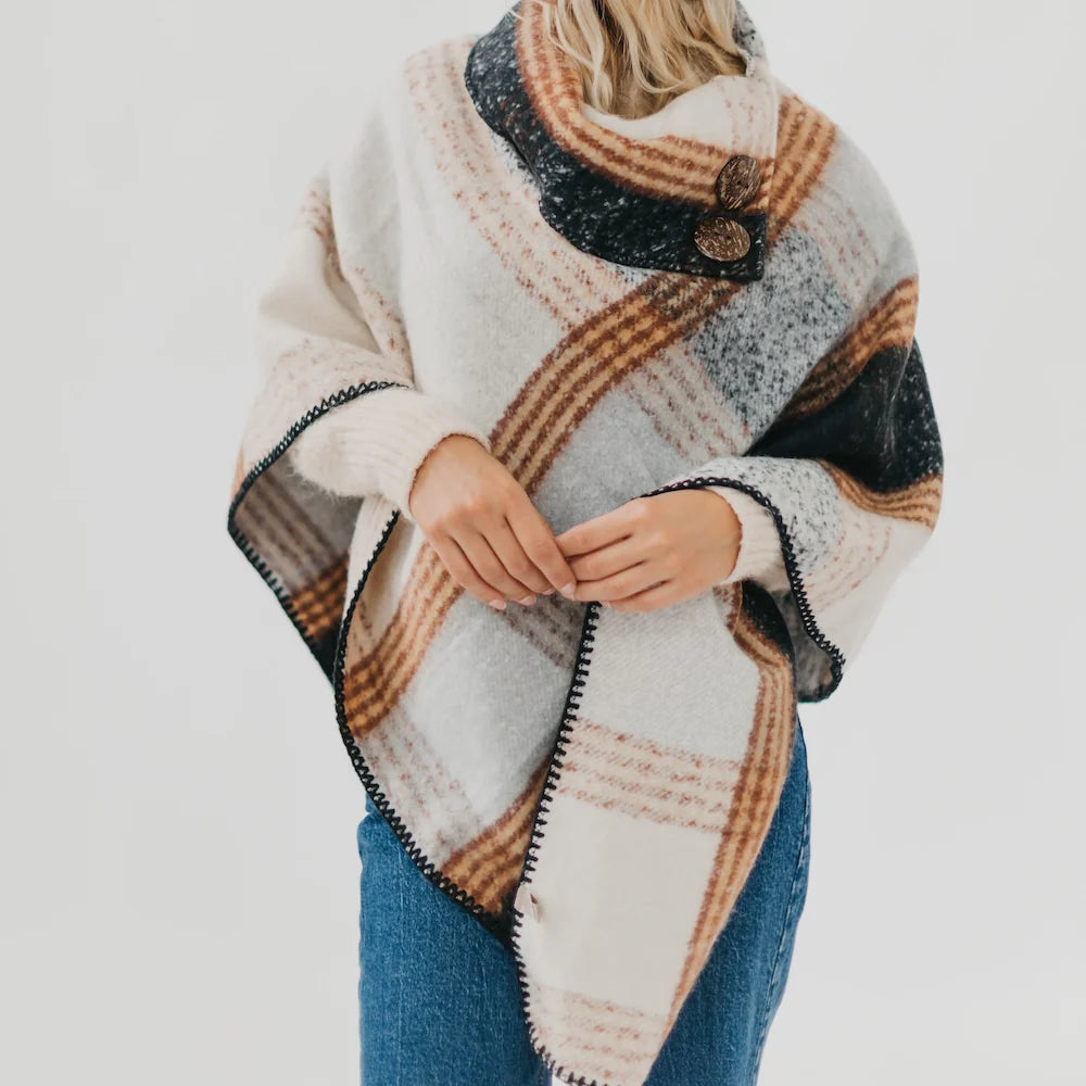 Plaid Poncho Scarf