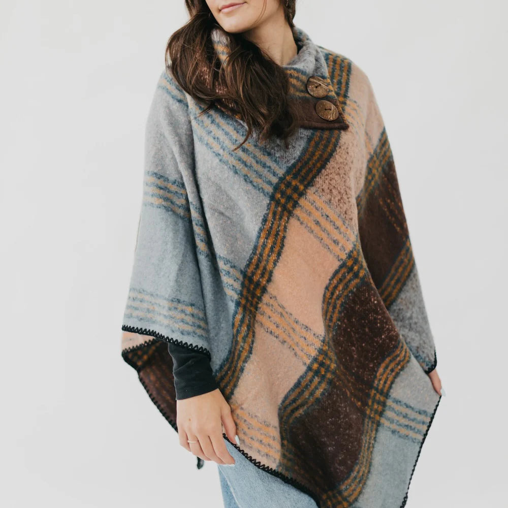 Plaid Poncho Scarf