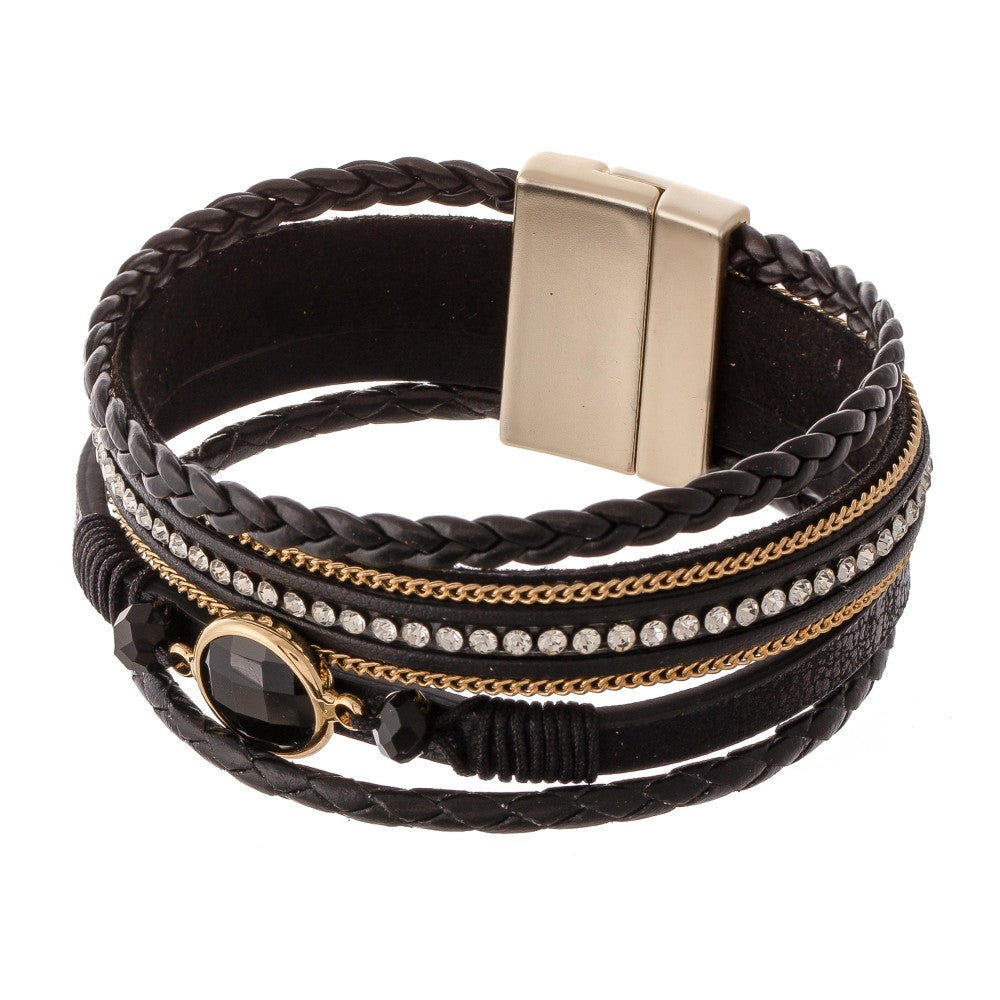 Bracelet Black Multi Layered Rockstar