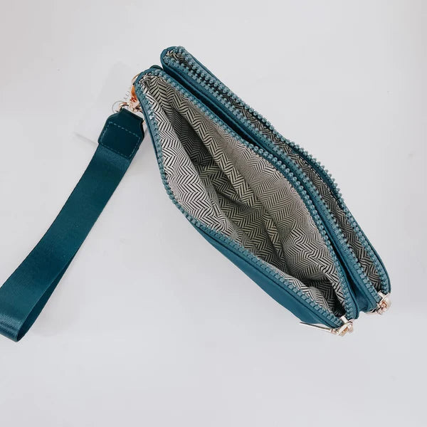 Double Zip Nylon Wristlet Wallet