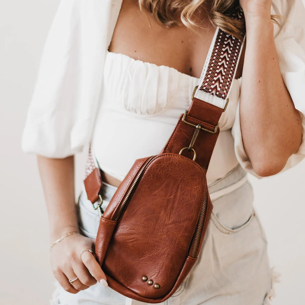 Crossbody Sling Bag Cognac Brown