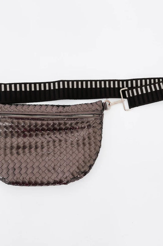 Woven Bumm Bag Metallic Gunmetal