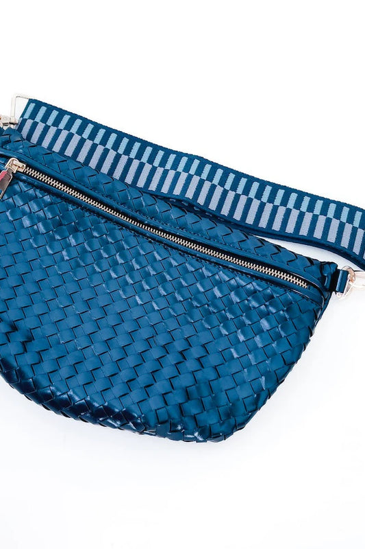 Woven Bumm Bag Metallic Blue