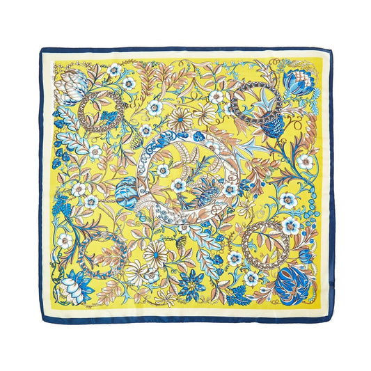 Scarf Yellow and Blue Mixed Floral